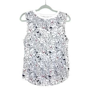 Disney 101 Dalmatians Muscle Tank Top Small White Black Sleeveless Dogs Shirt